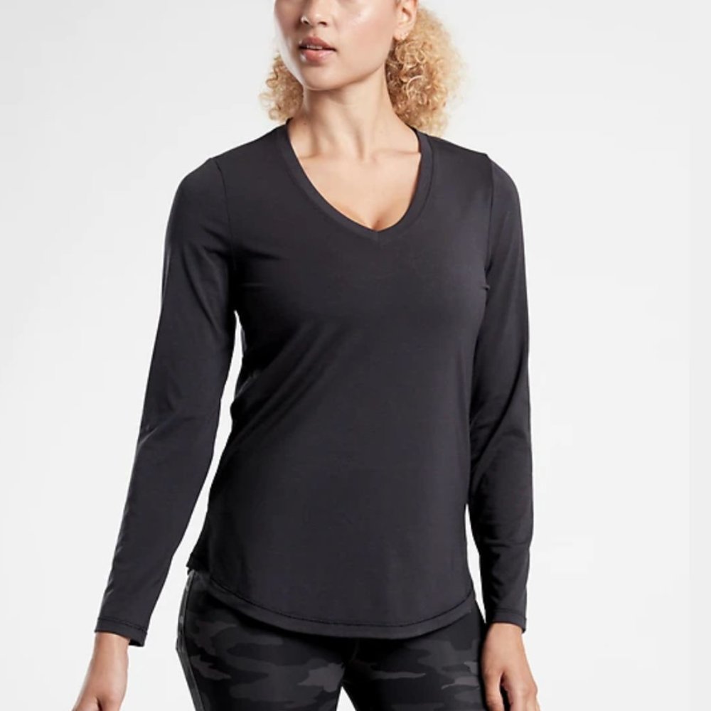Athleta Essential V Neck Long Sleeve Top